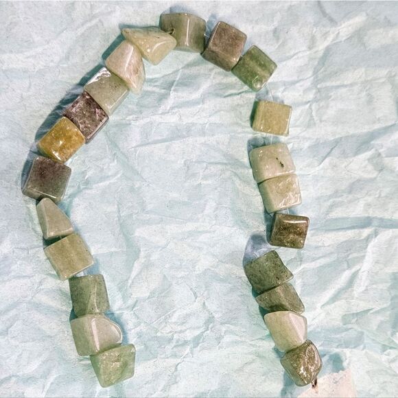 Square Green Aventurine Lumurian Hand Made Silver Loop Water Window Crystal L2 - Picture 3 of 8